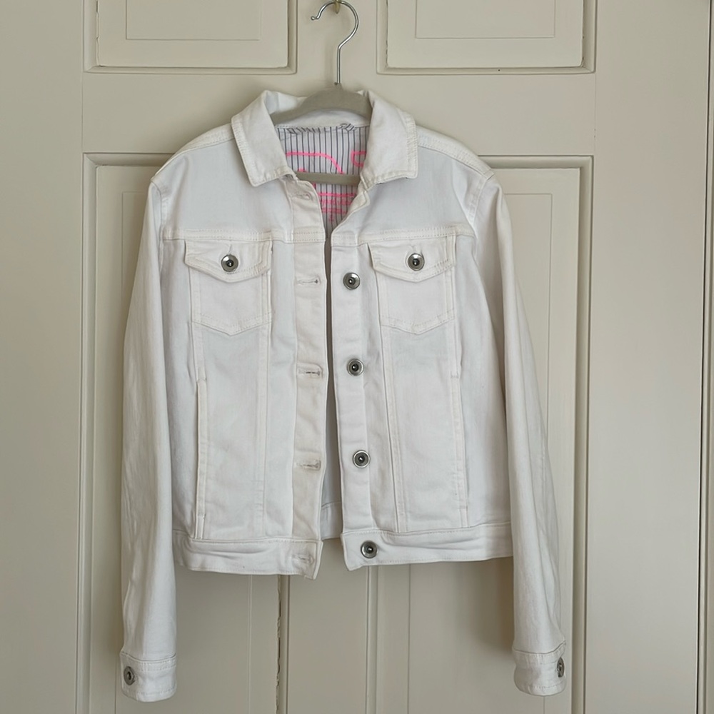 White jeans jacket, girls size 7-8